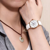 Buy Shop Tissot Chemin Des Tourelles Powermatic 80 Lady Silver Dial White Leather Strap Watch For Women - T099.207.36.118.00 USA Online