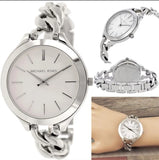 Buy Shop Michael Kors Slim Runway Silver Dial Silver Steel Strap Watch for Women - MK3279 USA Online