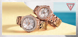 Buy Shop Guess Dazzler Diamonds Silver Dial Rose Gold Steel Strap Watch for Women - W0335L3 USA Online