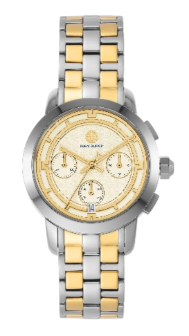 Buy Shop Tory Burch Classic Chronograph White Dial Two Tone Steel Strap Watch for Women - TBW1034 USA Online