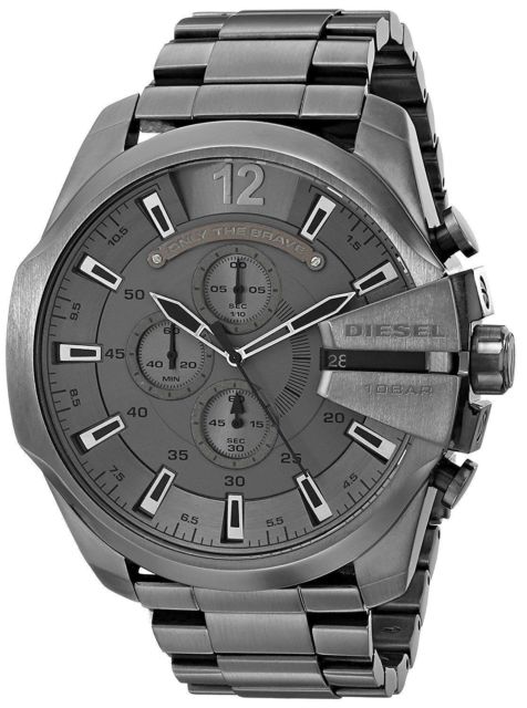 Buy Shop Diesel Mega Chief Chronograph Grey Dial Grey Steel Strap Watch for Men - DZ4282 USA Online