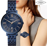 Buy Shop Fossil Jacqueline Blue Dial Blue Steel Strap Watch for Women - ES4094 USA Online