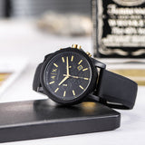Buy Shop Armani Exchange Outerbanks Chronograph Black Dial Black Steel Strap Watch For Men - AX7105 USA Online