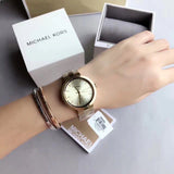 Buy Shop Michael Kors Garner Quartz Gold Dial Gold Steel Strap Watch For Women - MK6408 USA Online