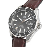 Buy Shop Tag Heuer Aquaracer Caliber 5 Black Dial Brown Leather Strap Watch for Men - WAY201M.FC6474 USA Online