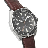 Buy Shop Tag Heuer Aquaracer Caliber 5 Black Dial Brown Leather Strap Watch for Men - WAY201M.FC6474 USA Online