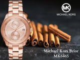 Buy Shop Michael Kors Briar Quartz Rose Gold Dial Rose Gold Steel Strap Watch For Women - MK6465 USA Online