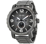 Buy Shop Fossil Nate Chronograph Gunmetal Dial Grey Steel Strap Watch for Men - JR1437 USA Online