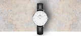 Buy Shop Daniel Wellington Classic Petite Sheffield White Dial Black Leather Strap Watch For Women - DW00100186 USA Online