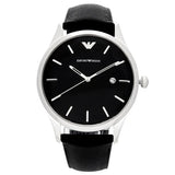 Buy Shop Emporio Armani Lambda Classic Quartz Black Dial Black Leather Strap Watch For Men - AR11020 USA Online