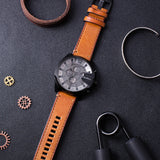 Buy Shop Diesel Mega Chief Chronograph Grey Dial Brown Leather Strap Watch For Men - DZ4463 USA Online