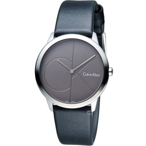 Buy Shop Calvin Klein Minimal Grey Dial Black Leather Strap Watch for Men - K3M221C3 USA Online
