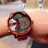 Buy Shop Diesel Mr Daddy 2.0 Chronograph Grey Dial Red Rubber Strap Watch For Men - DZ7430 USA Online