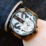Buy Shop Diesel Mr. Daddy 2.0 Chronograph Silver Dial Brown Leather Strap Watch For Men - DZ7394 USA Online