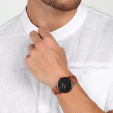 Buy Shop Fossil The Minimalist Black Dial Brown Leather Strap Watch for Men - FS5305 USA Online