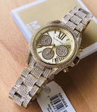 Buy Shop Michael Kors Mini Bradshaw Crystals Gold Dial Gold Steel Strap Watch For Women - MK6494 USA Online