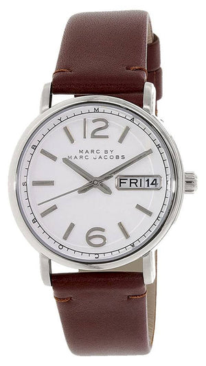Buy Shop Marc Jacobs Fergus White Dial Brown Leather Strap Watch for Women - MBM8649 USA Online