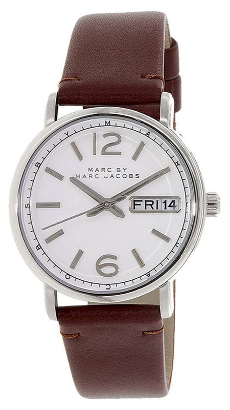 Buy Shop Marc Jacobs Fergus White Dial Brown Leather Strap Watch for Women - MBM8649 USA Online