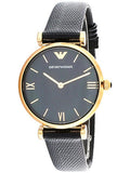 Buy Shop Emporio Armani Gianni T Bar Black Mother of Pearl Dial Black Leather Strap Watch For Women - AR11060 USA Online