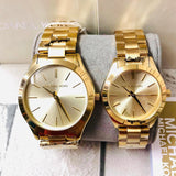 Buy Shop Michael Kors Slim Runway Gold Dial Gold Stainless Steel Strap Watch for Women - MK3179 USA Online