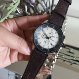 Buy Shop Fossil Dillinger Chronograph White Dial Brown Leather Strap Watch for Men - FS5674 USA Online