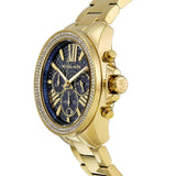 Michael Kors Wren Diamonds Blue Dial Gold Steel Strap Watch for Women - MK6291