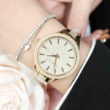 Buy Shop Michael Kors Slim Runway Crystals Gold Dial Gold Steel Strap Watch for Women - MK3632 USA Online