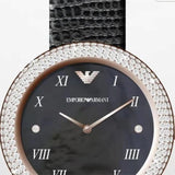 Emporio Armani Aviator Crystals Mother of Pearl Black Dial Black Silicon Strap Watch For Women - AR11373