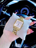 Buy Shop Guess Vanity Diamonds Silver Dial Gold Steel Strap Watch for Women - W1030L2 USA Online