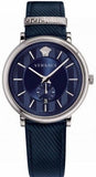 Buy Shop Versace Manifesto Quartz Blue Dial Blue Leather Strap Watch For Men - VBQ01017 USA Online
