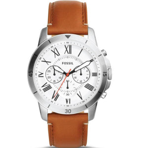 Buy Shop Fossil Grant Chronograph White Dial Brown Leather Strap Watch for Men - FS5060 USA Online