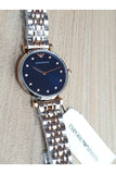 Buy Shop Emporio Armani Gianni T Bar Crystal Blue Dial Two Tone Steel Strap Watch For Women - AR11092 USA Online