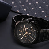 Buy Shop Maserati Stile Chronograph Black Dial Black Steel Strap Watch For Men - R8873642005 USA Online