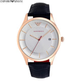 Buy Shop Emporio Armani Classic Silver Dial Blue Leather Strap Watch For Men - AR11131 USA Online