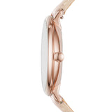 Buy Shop Fossil Jacqueline Three Hand Mother of Pearl Dial Pink Leather Strap Watch for Women - ES4671 USA Online