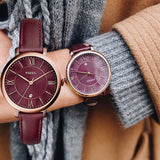 Buy Shop Fossil Jacqueline Burgundy Dial Burgundy Leather Strap Watch for Women - ES4099 USA Online