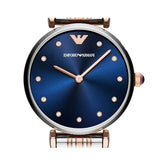 Buy Shop Emporio Armani Gianni T Bar Crystal Blue Dial Two Tone Steel Strap Watch For Women - AR11092 USA Online