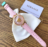 Buy Shop Versace Palazzo Empire Pink Dial Pink Leather Strap Watch for Women - VCO030017 USA Online