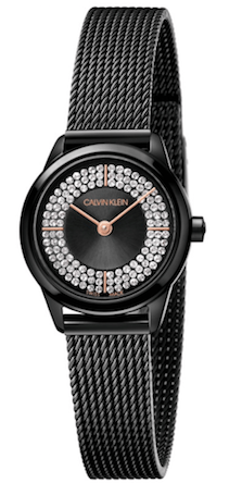 Buy Shop Calvin Klein Minimal Diamonds Black Dial Black Mesh Bracelet Watch for Women - K3M2342R USA Online