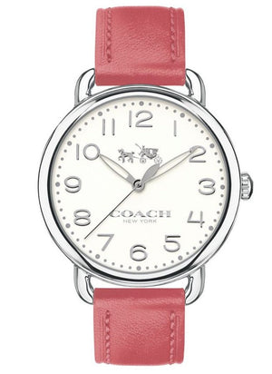 Buy Shop Coach Delancey White Dial Pink Leather Strap Watch for Women - 14502717 USA Online