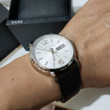 Buy Shop Marc Jacobs Fergus White Dial Black Leather Strap Watch for Men - MBM5076 USA Online