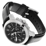 Buy Shop Fossil Grant Chronograph Black Dial Black Leather Strap Watch for Men - FS4812 USA Online