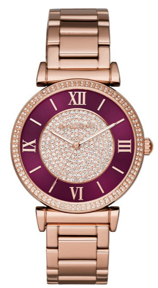 Buy Shop Michael Kors Catlin Quartz Rose Gold Dial Rose Gold Steel Strap Watch For Women - MK3412 USA Online