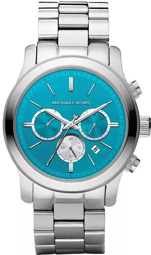 Buy Shop Michael Kors Runway Quartz Blue Dial Silver Steel Strap Watch For Women - MK5953 USA Online