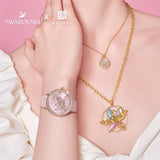 Buy Shop Swarovski Crystal Quartz Pink Dial Pink Leather Strap Watch for Women - 5575217 USA Online
