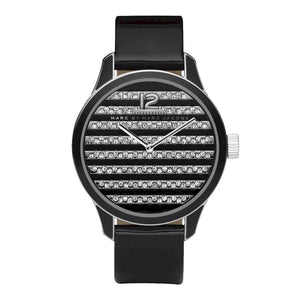 Buy Shop Marc Jacobs Lidia Stripe Glitz Black Dial Black Leather Strap Watch for Women - MBM1166 USA Online