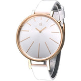 Buy Shop Calvin Klein Equal Silver Dial White Leather Strap Watch for Women - K3E236L6 USA Online