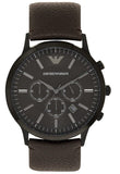 Emporio Armani Sportivo Black Dial Brown Leather Strap Watch For Men - AR2462