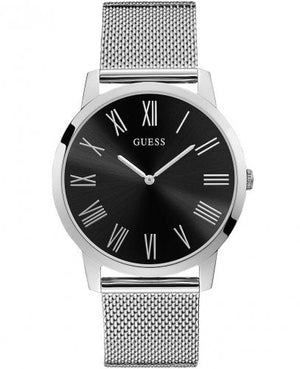 Buy Shop Guess Analog Black Dial Silver Mesh Bracelet Watch for Men - W1263G1 USA Online