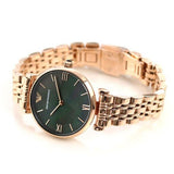 Buy Shop Emporio Armani Gianni T-Bar Black Dial Rose Gold Strap Watch For Women - AR11145 USA Online